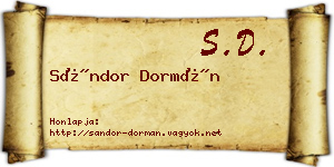 Sándor Dormán névjegykártya